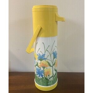 Vintage ALADDIN Pump-A-Drink Hot/Cold Drink Flower Thermos USA